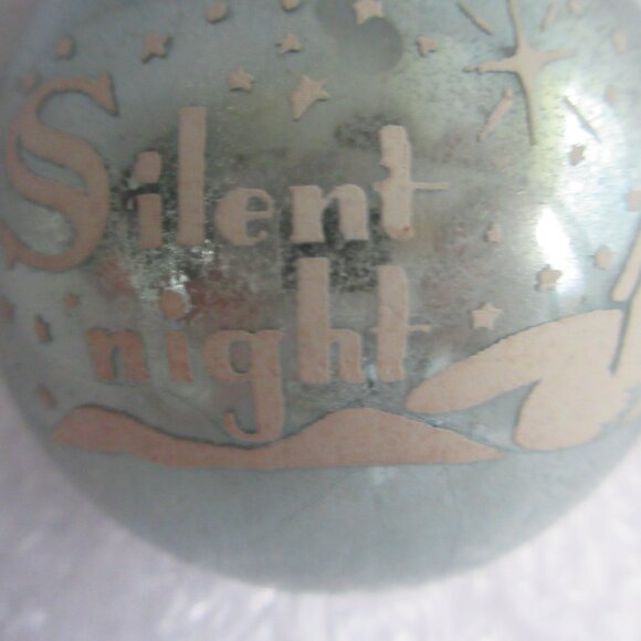 2 Shiny Brite Silent Night Church Blue Stencil Glass Christmas Ornament Vtg - Picture 4 of 9
